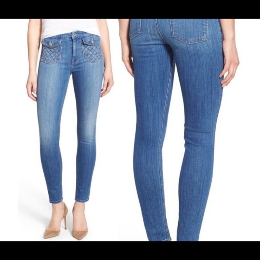 7 For All Mankind Lattice Front Button Closure Pockets Jeans, Sz 30 -- RARE